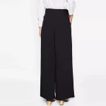Plus Exposed Zip Front Fold Pleat Palazzo Pants Ladies Wide Leg Formal Office Wear Trousers