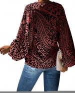 Polynesian Traditional Tribal style Print Women Chiffon Blouses Comfortable Chiffon Fabric Ladies Shirt Fashion Plus Size Blouse