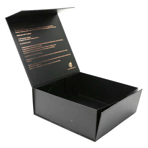 Popular wholesale magnetic closure custom logo black paper packaging gift foldable boxes