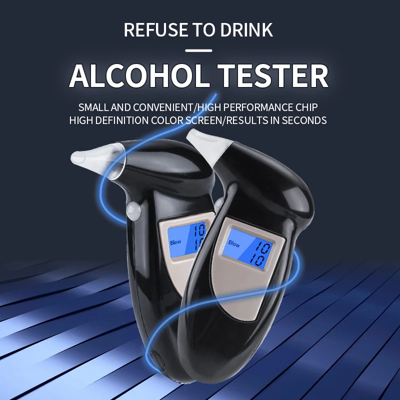 Portable Blowing Alcohol Tester Detector with High Precision Digital Display  With 5 Mouthpieces