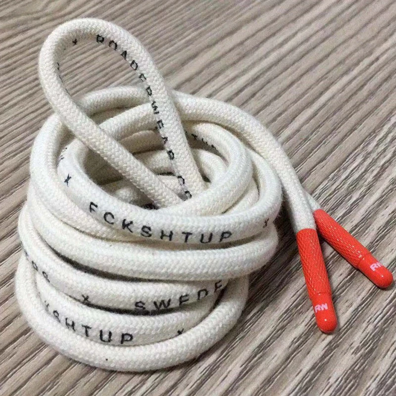 Printing White Cotton Rope Drawcord with Printing Metal Tip Stopper