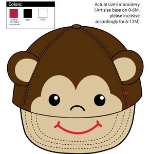 promotional cute lovely fancy monkey image baby hat snapback cap cheap kids baseball caps