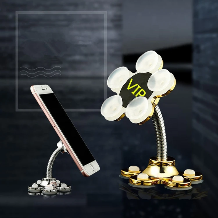 Promotional Sucker Car Home Cell Phone 360 Rotatable Metal Flower Magic Mobile Phone Holder