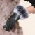 Import Punk Style Soft Sheep Leather Mittens With Black Fox Fur Cuff Animal Fur Loop Motorcycle Driving Leather Glovers from China