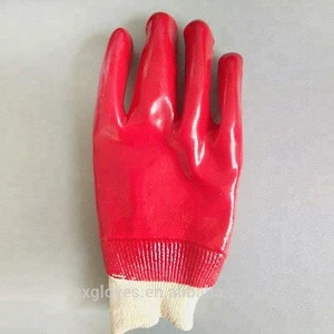 pvc coated safety work gloves with knitted wrist