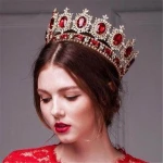 Queena Women Retro Headband Rhinestone Crystal Bridal Jewelry Tiara Baroque Crown Party Tiaras