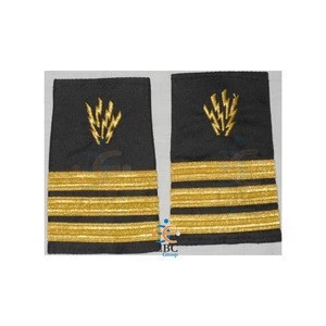Radio Officer Epauletes | Marine Navy Uniform Epauletes with Gold French Braid & Embroidery
