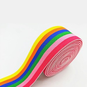 Rainbow Color Striped Elastic Bands 40mm Nylon Colorful Elastic Band Webbing Waistband Stretchy Tape Clothing Accessories