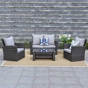 Rattan Sofa Sets Outdoor Leisure Garden Furniture with Cushions 4PCS Wicker Patio Furniture