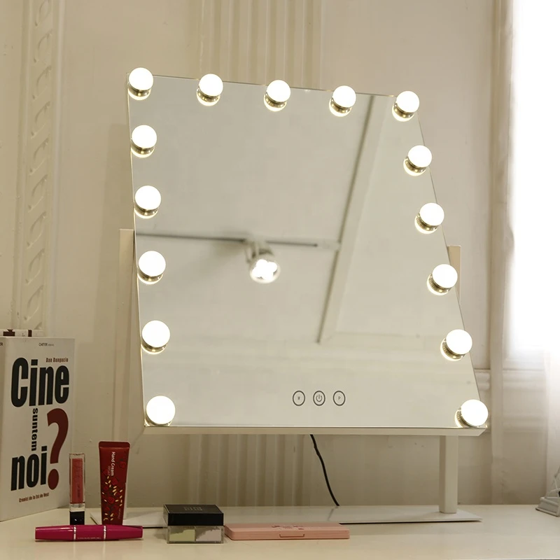 Retro Glam Makeup Mirror 15 LED Bulbs Double-Sided  Hollywood Decor Adjustable Light Color Dim
