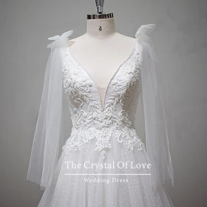 Romantic vintage crystal covered bridal wedding dress