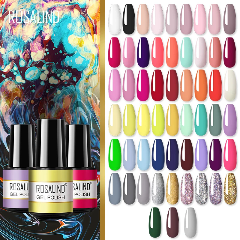 Rosalind wholesale private label oem 7ml nail art pure color gel soak off long lasting uv/led gel polish with 57 colors