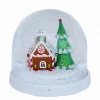 Santa Claus Plastic Snow Globe Custom Christmas Home Decoration Resin Craft Snow Ball With Trees And House