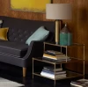 Scandinavian style nightstand, glass shelf stainless steel gold frame bedside table