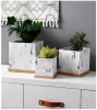 Selling Marble Effect Cement Square Flower Pot large flower indoor With Tray