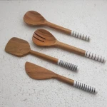 Set Of 2 Wooden And Resin Salad Server Latest Design Salad Server Tool At Wholesale Price