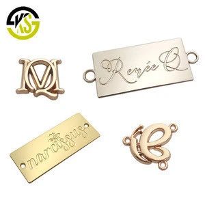 Sewing fashion label custom engraved brand small logo metal tag for garment