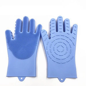 silicone dishwashing gloves Pets Grooming Floor Dishwashing Cleaning Brush Silicone Scrubber Gloves