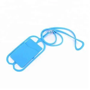 Silicone  universal mobile phone strap hang around neck neck lanyard with pocket