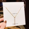 Simple Design Titanium Steel Chain White Shell Long Bar Necklace Gold Plated Stainless Steel Bar Pendant Choker Necklace