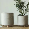 Simplism nordic style indoor outdoor decorative concrete home decor garden flowers pots / succulent planter with wooden foot