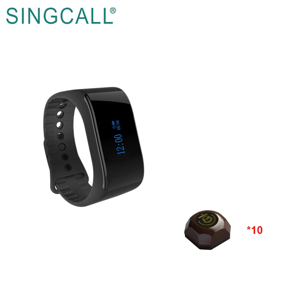 SINGCALL 433.92 Mhz pager restaurant table call system 10 pcs vibrating pagers with CE