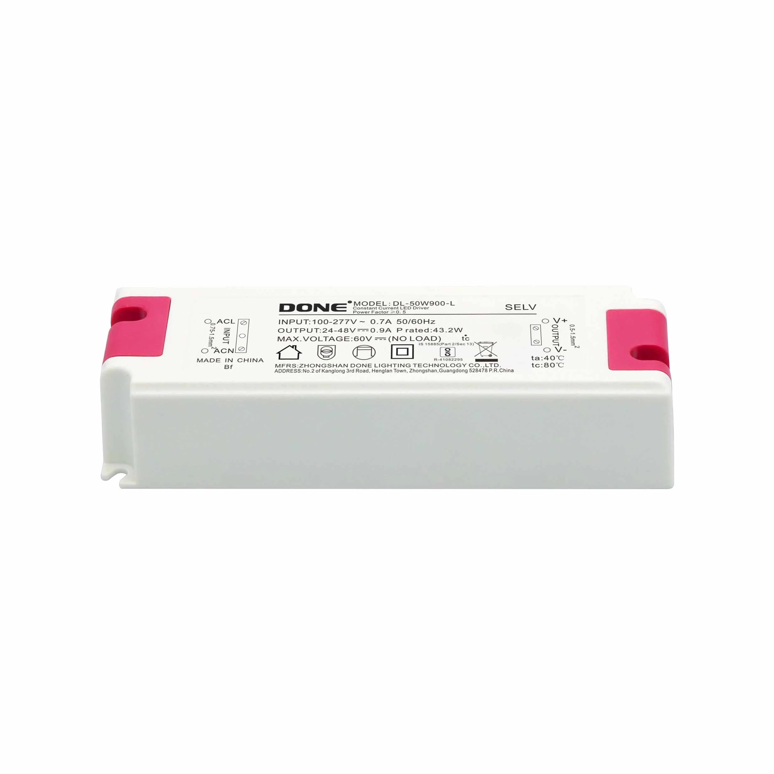 single output led driver AC 100-277v DC 24-48v indoor Done led driver constant current isolated led power 50w 1.2A