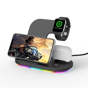 SIYOUNI Mobile Phone Accessories Quick Charging Dock LED USB Type C Multi 3 IN 1 QI Fast Wireless Charger Stand
