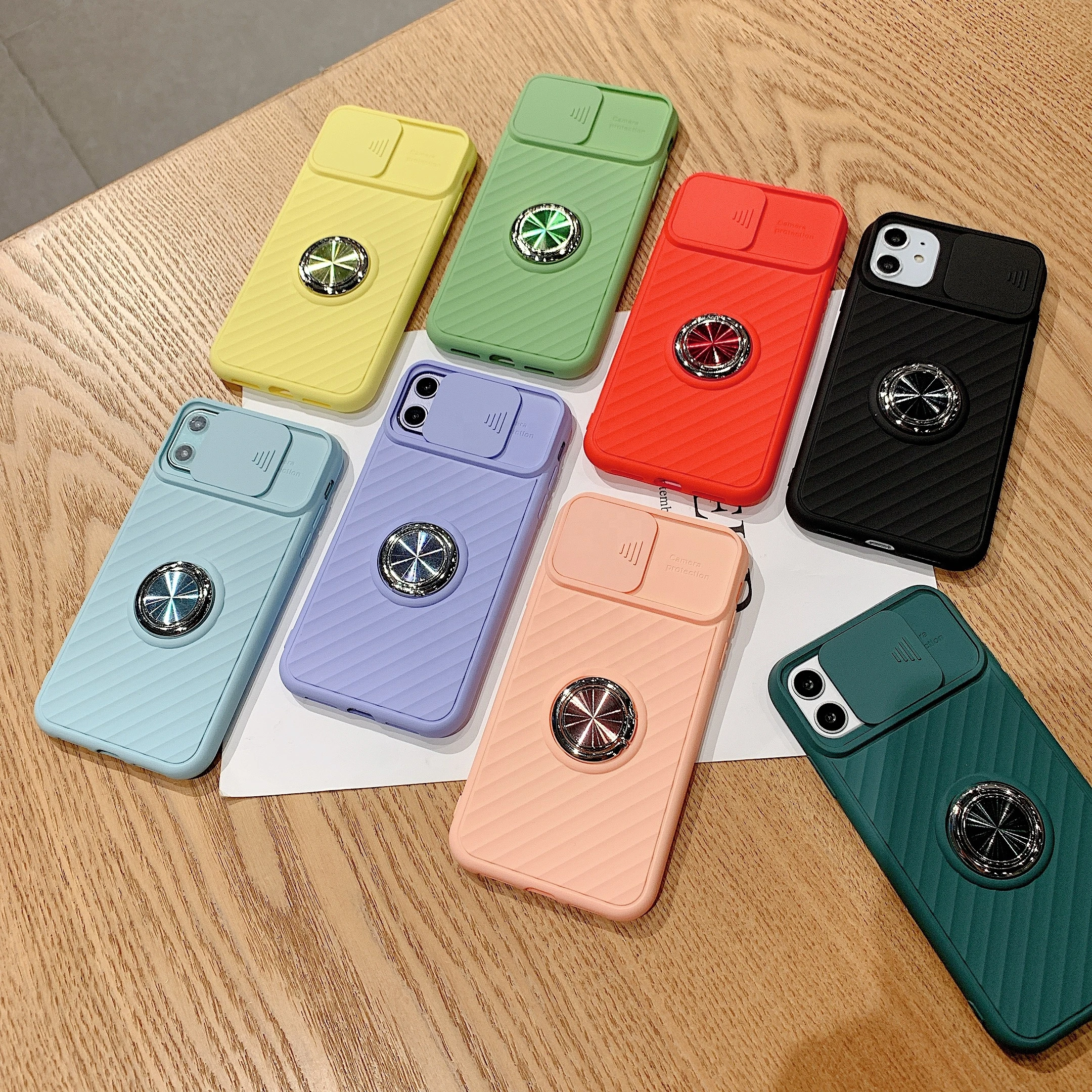 Slide Camera Protective TPU Case for iPhone X 11 with Camera Cover Case Metal Kickstand Mobile Accessories for iPhone 12