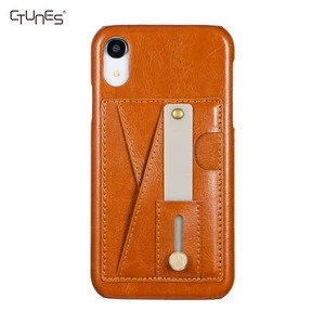 Slim Shockproof Protective Leather Wallet Case Cover with Card Holder Slot and Finger Hand Strap For Apple iPhone XS