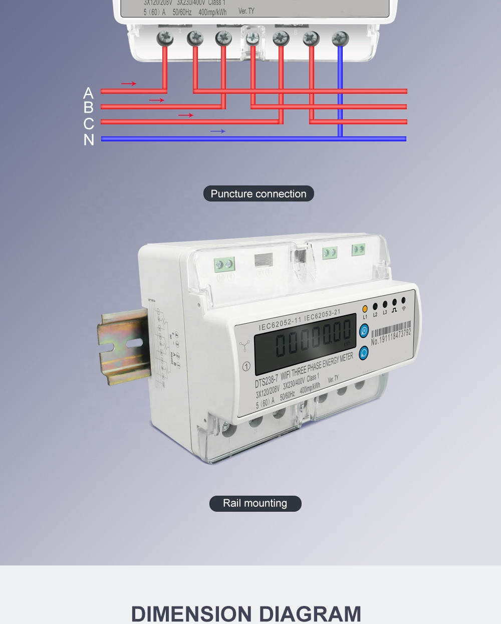 Buy Smart Phone App Control Wifi Energy Meter Din Rail Rs485 ...