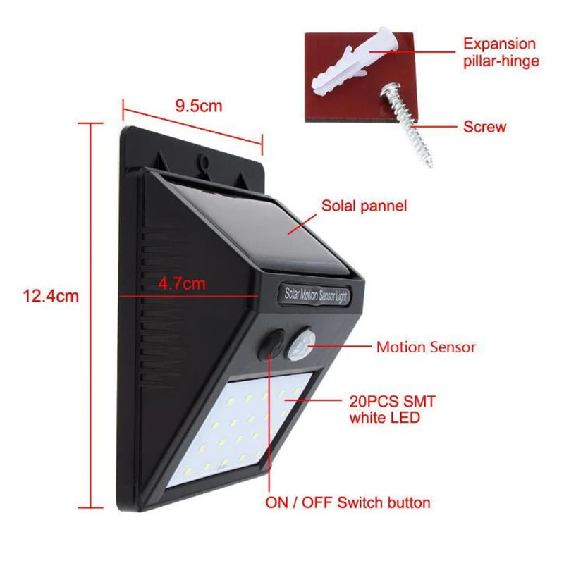 solar LED light with motion sensor with rechargeable battery  body induction LED Garden Lawn Solar Lamp