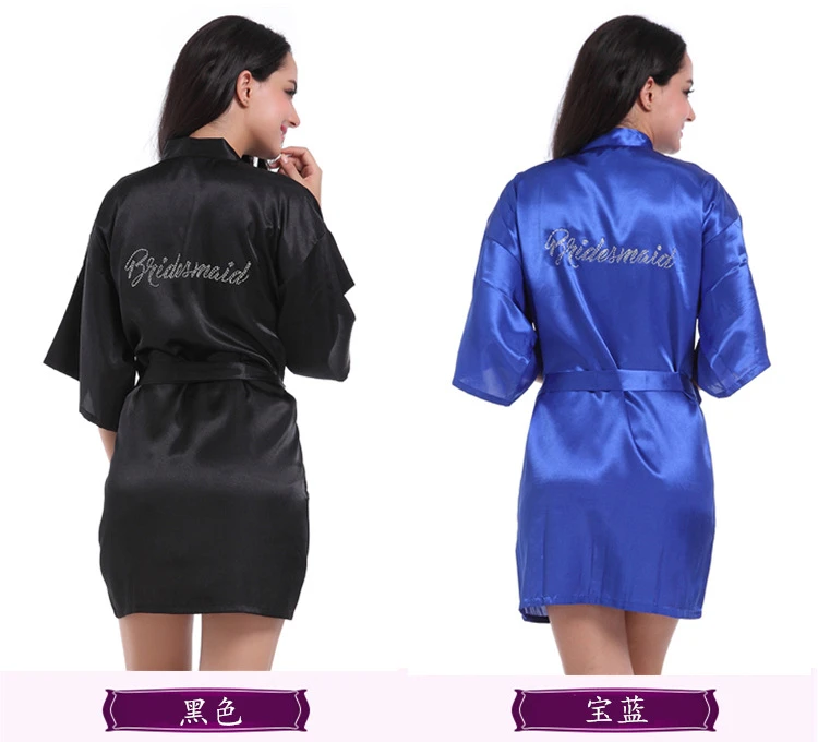 Solid Color Ladie Bridesmaid Robes Wholesale High Quality Silk Short Sleeve Nightgown Bathrobe
