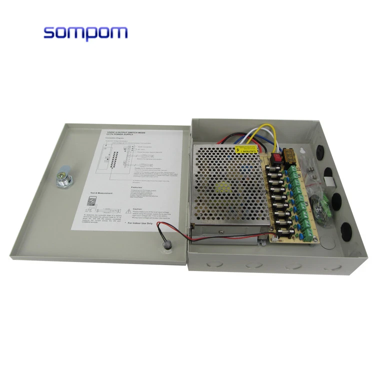 Sompom New design smps 12v free-installation cctv power 120w for cctv video power supply 12v 10a