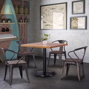 (SP-CT859) Hot sale industrial cafe wood chairs and tables restaurant furniture