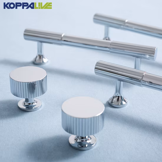 Koppalive Bright Chrome Vertical Linear Brass Drawer Knob Kitchen Cabinet Door Handle Pull