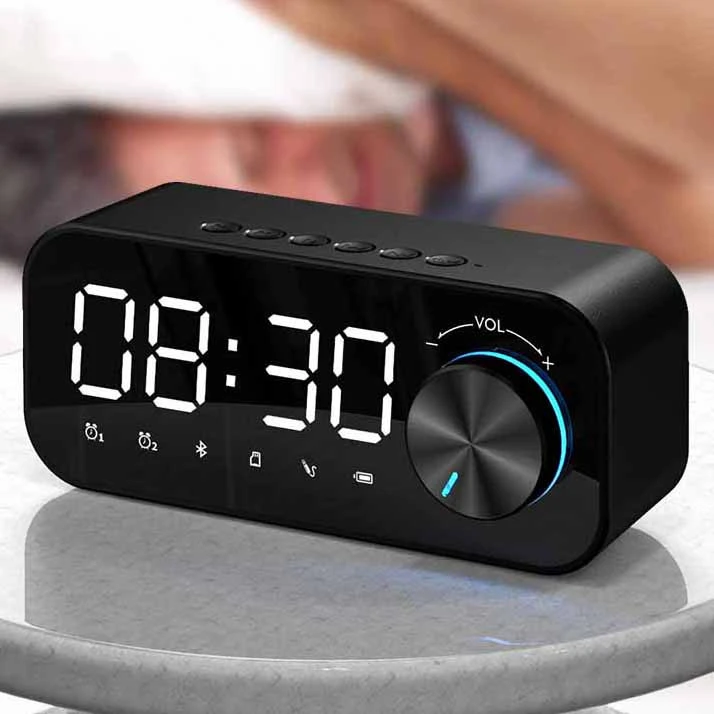 Speaker With FM Radio Alarm Clock LED Digital Clock Bedroom And Living Room Date And Temperature Display Speaker Alarm Clock
