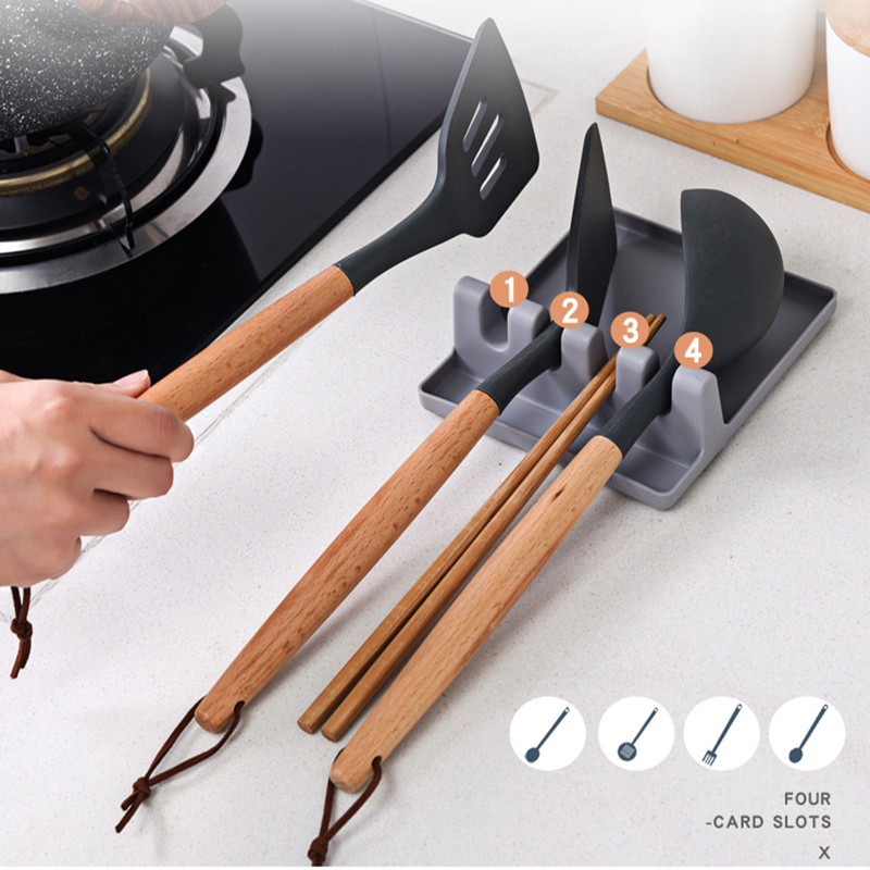 Buy Spoon Holders Fork Spatula Rack Shelf Organizer Plastic Spoon Rest ...