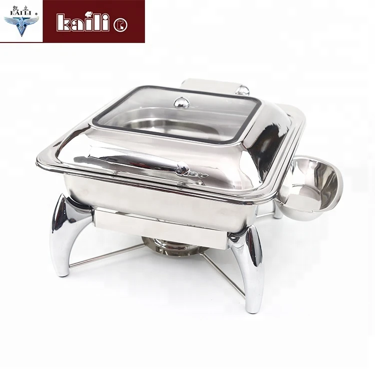 Square glass lid stainless steel Elegent chafing dish