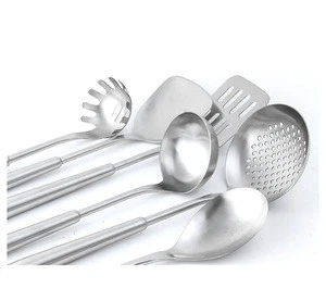 SS201 Stain Polish Stainless Steel Cooking Utensils Set with Metal Self