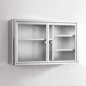 Stainless Steel Double Doors Kitchen Cabinet And Matte Glass Kitchen Cabinet For Kitchen Cupboards