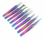 stainless steel Eyelash Extension Tweezers complete range of plasma coatings