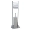 Stainless Steel Free standing Square Toilet Brush and Tissue Paper roll Holder with heavy bottom base