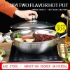 Stainless Steel soup pot 2 Tastes Hot Pot Chinese Fondue Divided  hot pot 304 soup base