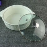 stocked new design white ceramic soup tureen with glass lid