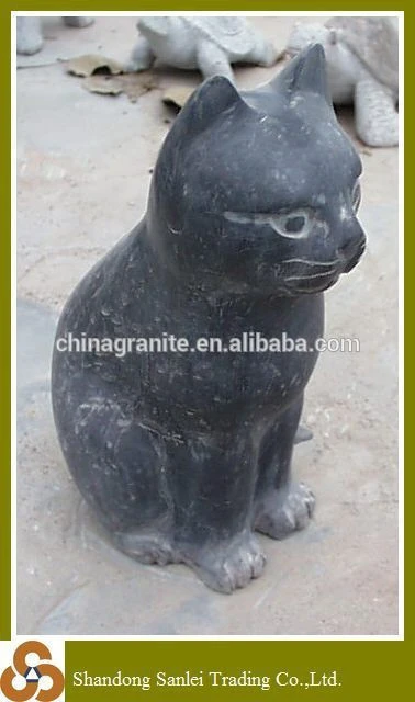 stone sculpture cat black cat figurine