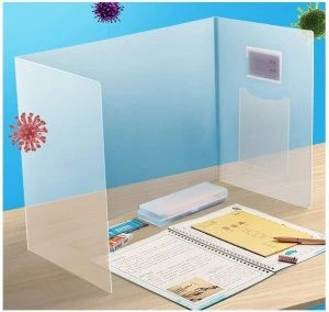Student Desk Shield Folding Sneeze Guard Plexiglass Barrier Foldable Table Shield For School Office