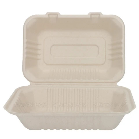 Buy Sugarcane Bagasse Pulp Packaging Biodegradable Brown Lunch Food ...