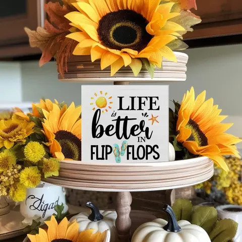 Buy Summer Beach Wood Box Sign Desk Decor Life Is Better In Flip Flops ...