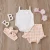 Import Summer New Kids Girls Cotton Designers Baby Short Clothes Set Wear Cute New Born Baby Short Clothes With Hair Band from China